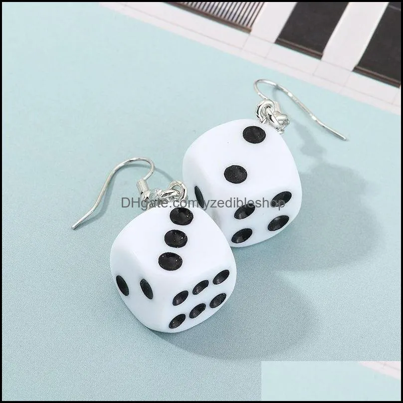 personality funny acrylic 3d dice earrings dangle cool punk drop earring tassel women men jewelry