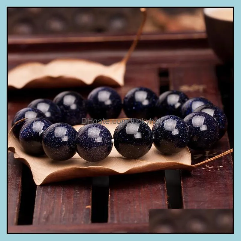 factory price natural blue sandstone round crystal stone loose beads for bracelet necklace jewelry making in bulk 4 6 8 10 12 mm