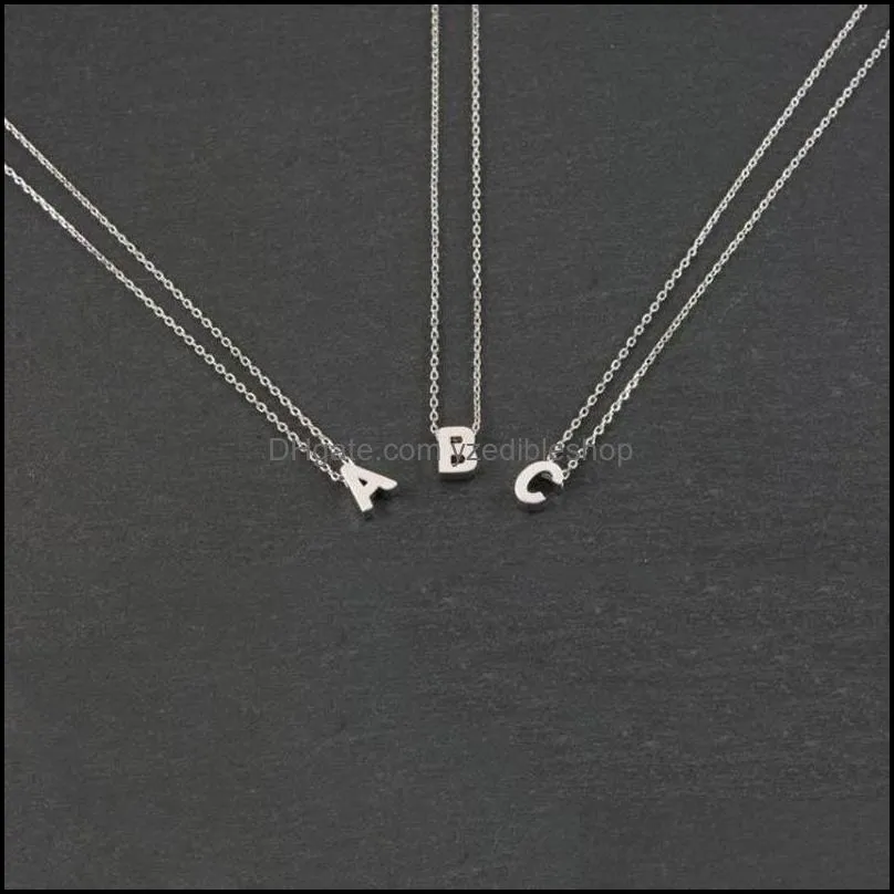 fashion tiny initial necklace gold silver color cut letters single name choker necklaces for women pendant jewelry gift