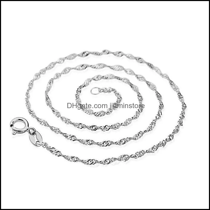 925 sterling silver smooth water wave chains women luxury choker necklaces fashion jewelry in bulk size 16 18 20 inches