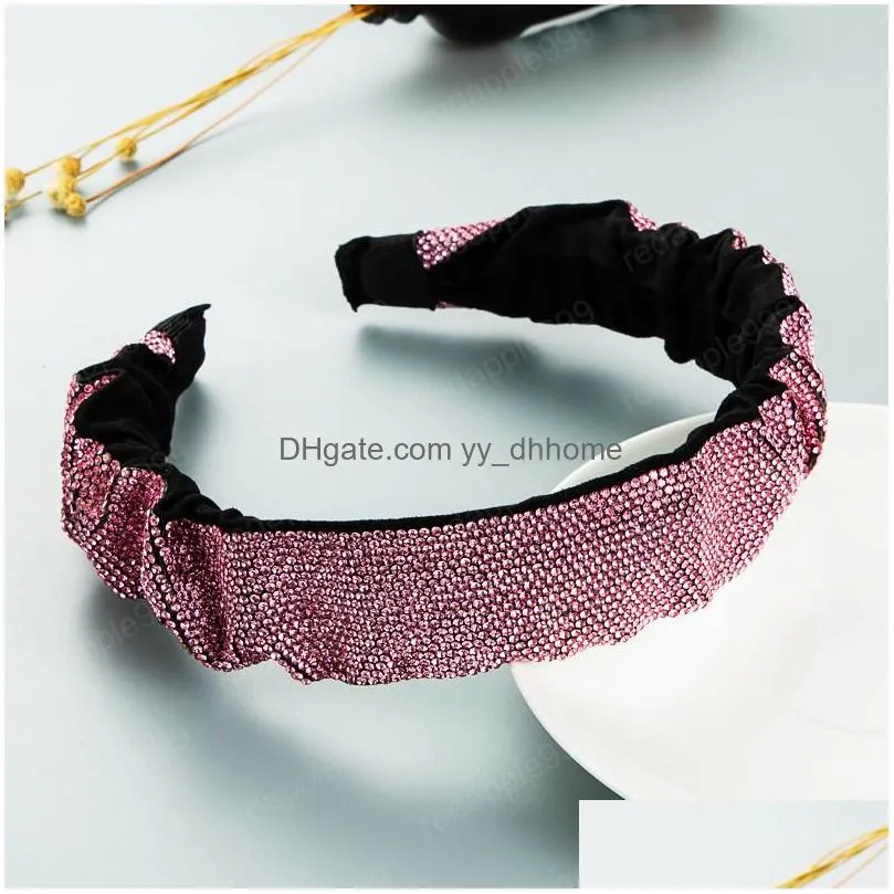 elegant korean full color rhinestone headband chic multi color crystal beaded hairband girls party hair accessories