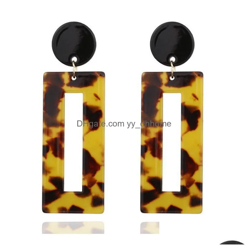 simple geometric acrylic earrings for women tortoise color leopard print rectangle dangle earring studs fashion jewelry accessories