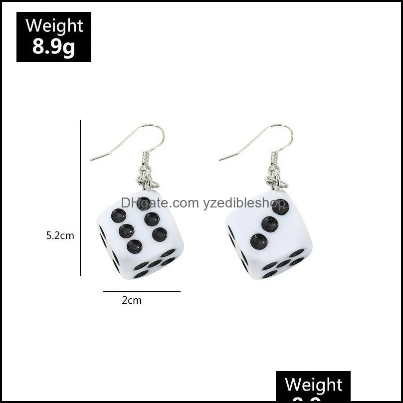 personality funny acrylic 3d dice earrings dangle cool punk drop earring tassel women men jewelry