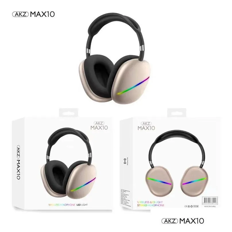 max10 headphones lightemitting bluetooth headset heavy bass max wireless headsets