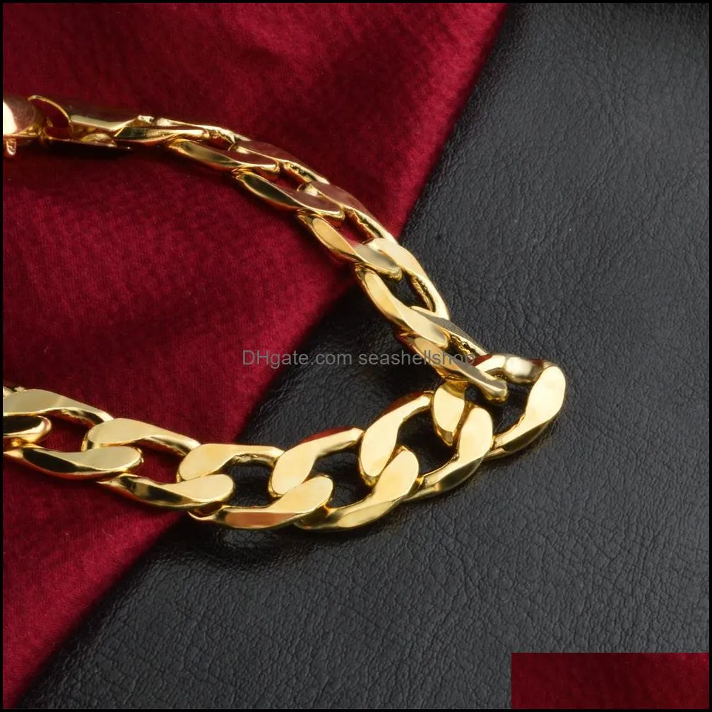 men 18k gold plated bracelets 6mm 8mm 10mm 12mm cuban link chains bangle for women rapper hip hop jewelry gift