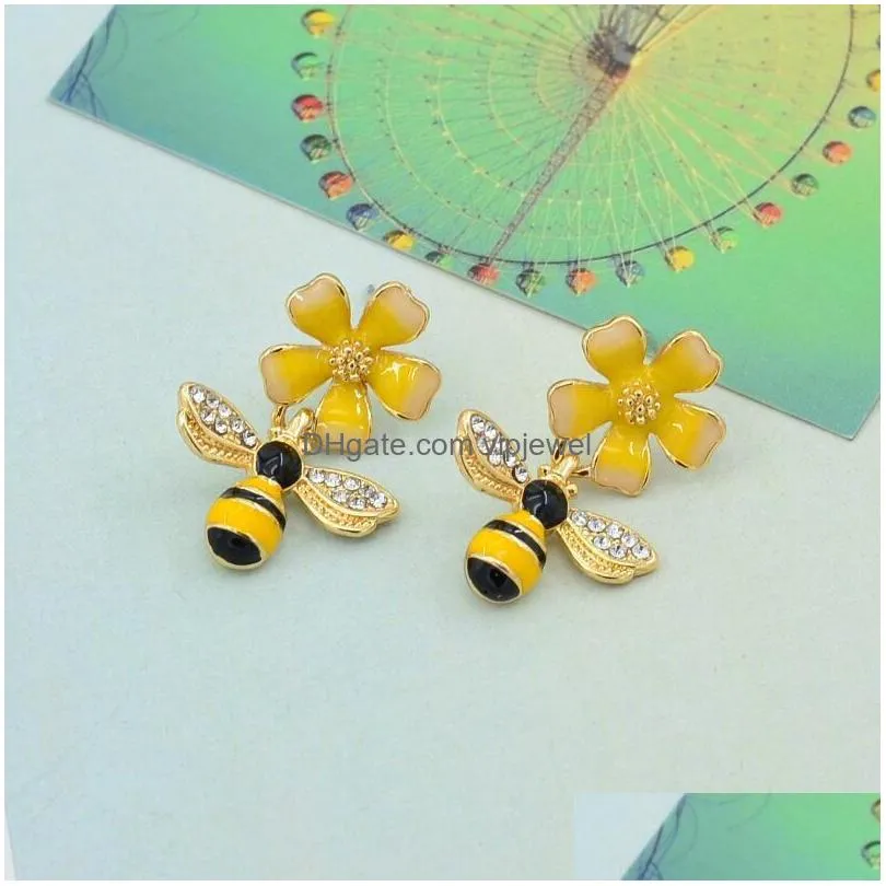 fashion jewelry flower bee earrings eardrop dangle stud earrings