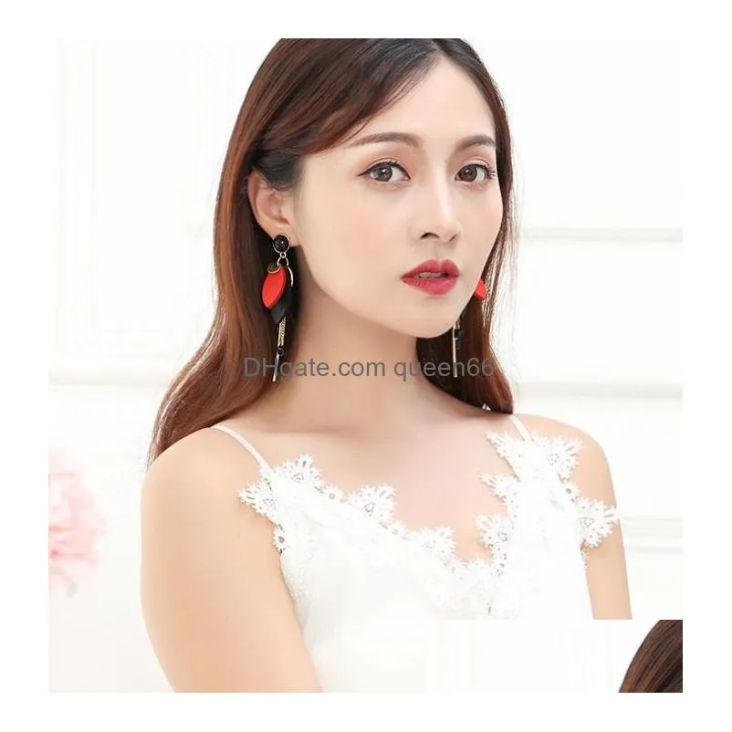 europe fashion jewelry womens earrings wood tassels dangle earrings lady stud earrings