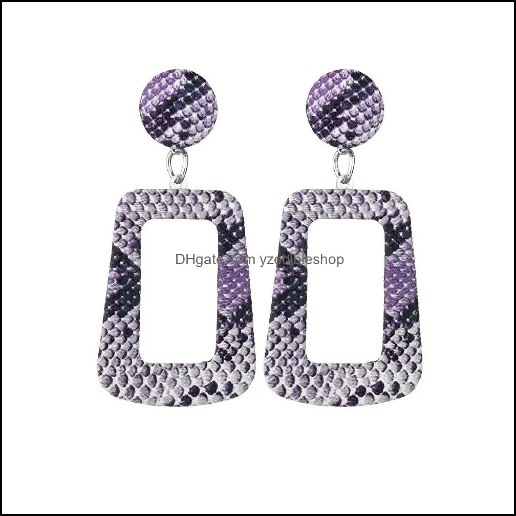  snake skin statement dangle earrings for women oversize large big long geometric leather drop earring fashion jewelry in bulk