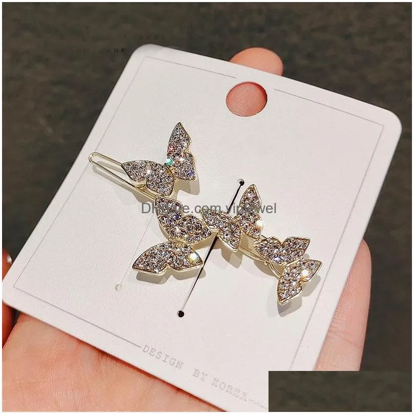 europe fashion jewelry rhinstone butterfly barrette hairpin hair clip bobby pin single piece barrette hair accessories