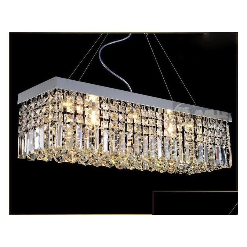 2017 crystal droplight modern contemporary rectangle rain drop crystal chandelier for dining room suspension lamp lighting fixture