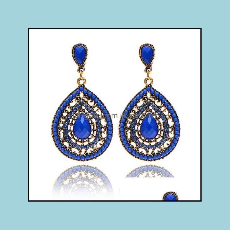 bohemian water drop dangle earring vintage ethnic teardrop crystal beaded statement earrings for women boho fashion jewelry