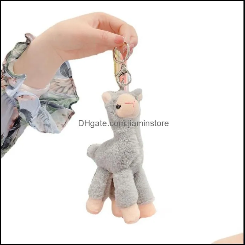 cute lovely alpaca keychains plush toy japanese alpacas soft stuffed sheep llama animal dolls keychain doll 18cm