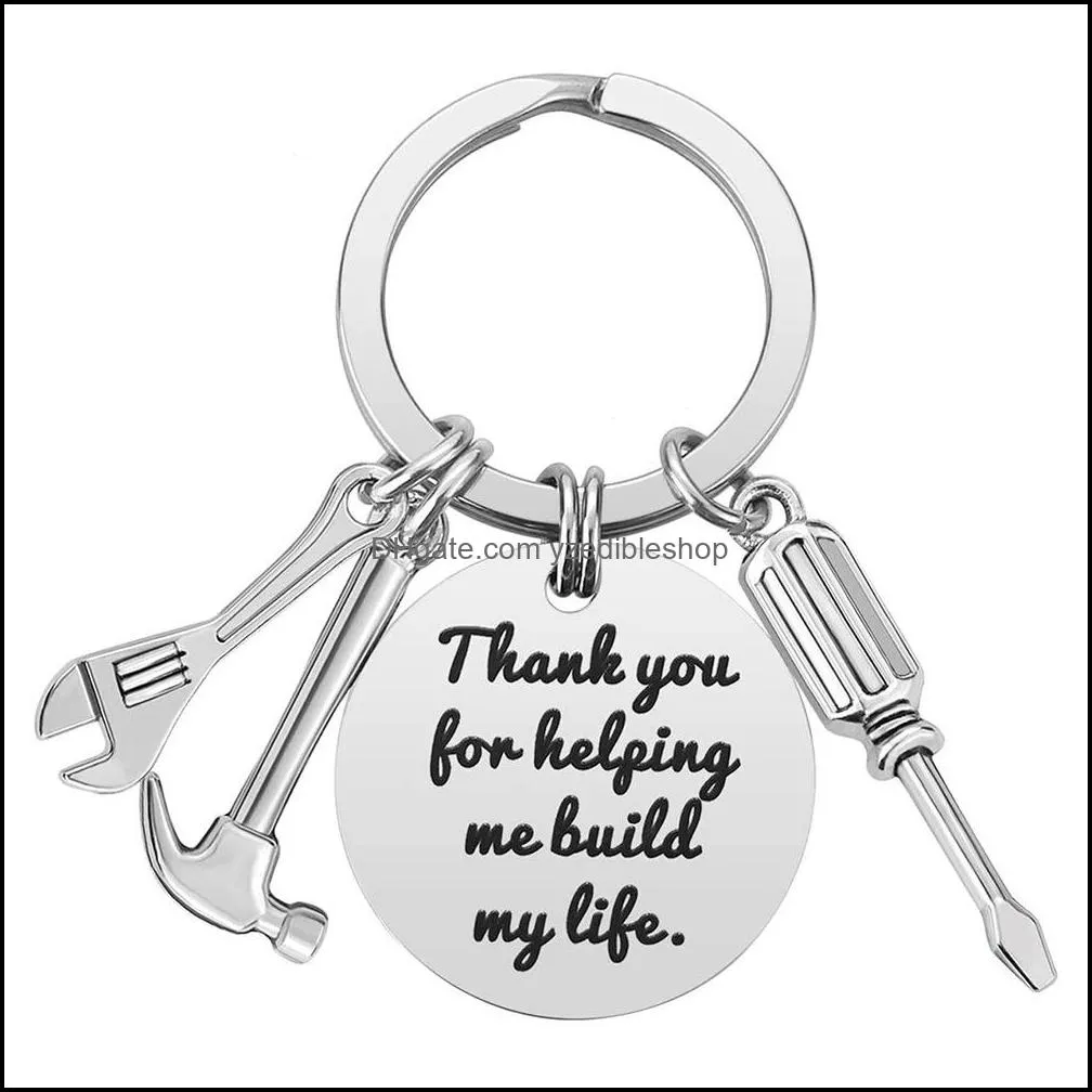 fashion dad letters key rings creative hammer screwdriver wrench keyring handbag decor tassel hanging pendant fathers day gifts