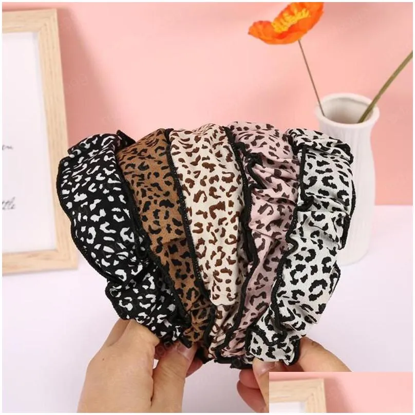 fashion women headband pleated leopard hairband classic turban autumn adult casual hair accessories