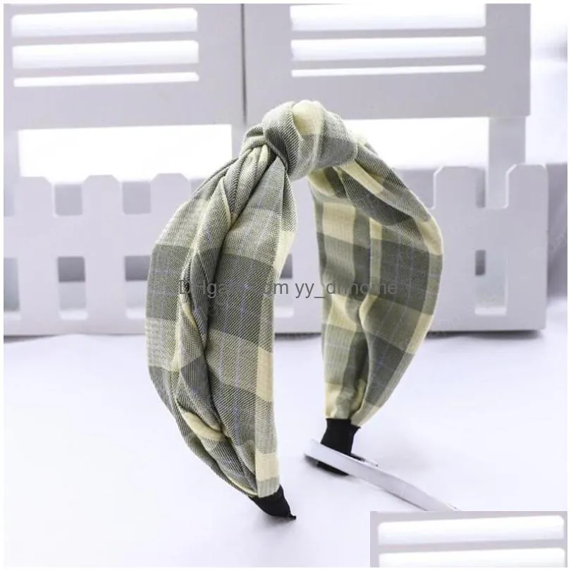  fashion women hair accessories classic  plaid headband wide side casual hairband for adult turban wholesale