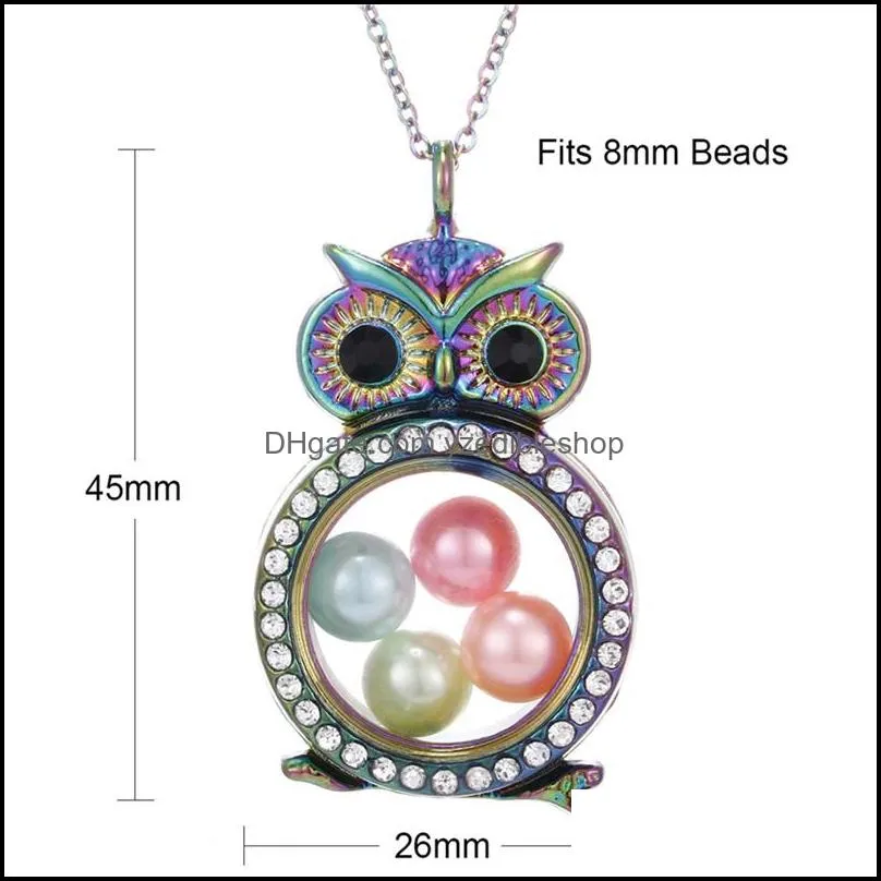 magnetic open rainbow pearl cage pendant necklaces for women crystal beads glass floating locket charm chains fashion jewelry