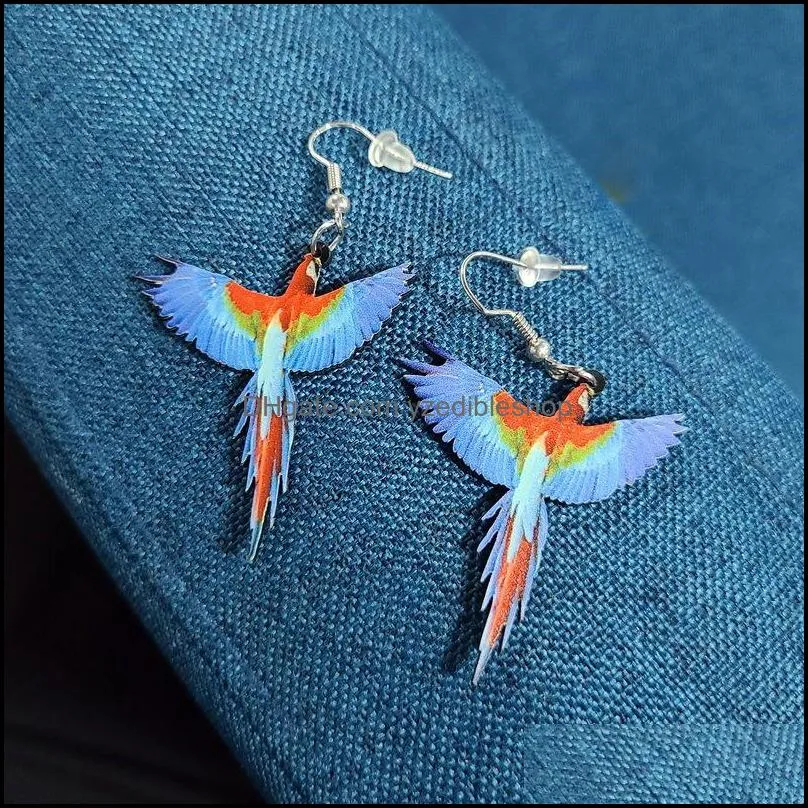 cute acrylic bird charm earrings for women funny hummingbird pigeon  owl parrot animal drop earring novelty jewelry