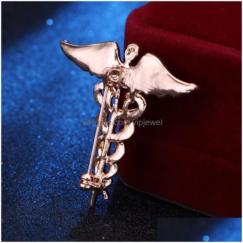 fashion jewelry pins vintage star of life medical logo brooch for man woman angel wing snakes brooches