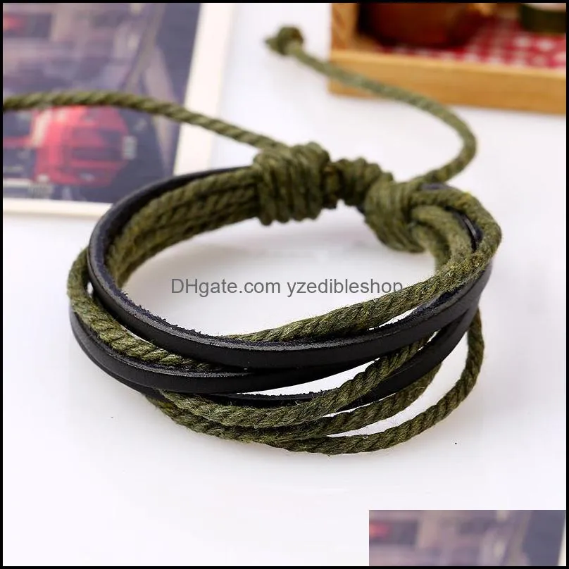 bulk handmade multi layered bracelets braided leather rope vintage retro adjustable wristband wrap bangle for men women fashion