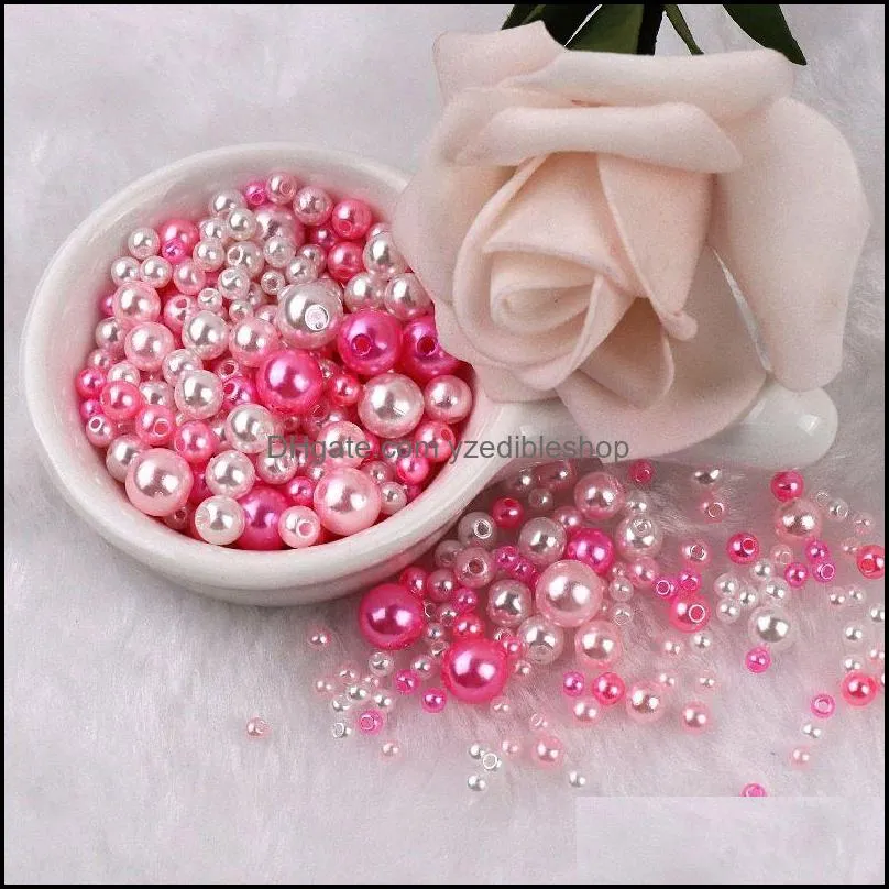 150pcs colorful abs plastic imitation pearls mix 38mm round beads with holes diy bracelet charms necklace beads for jewelry making
