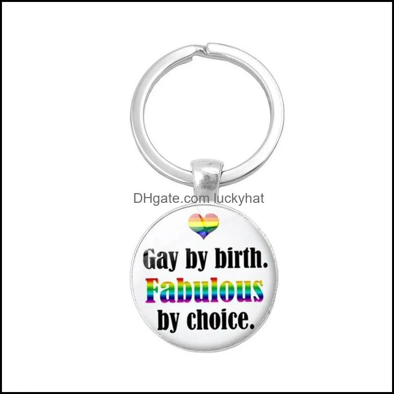 fashion gay lesbian pride sign keychains for women men rainbow color glass gemstone charm key chains lgbt jewelry accessories