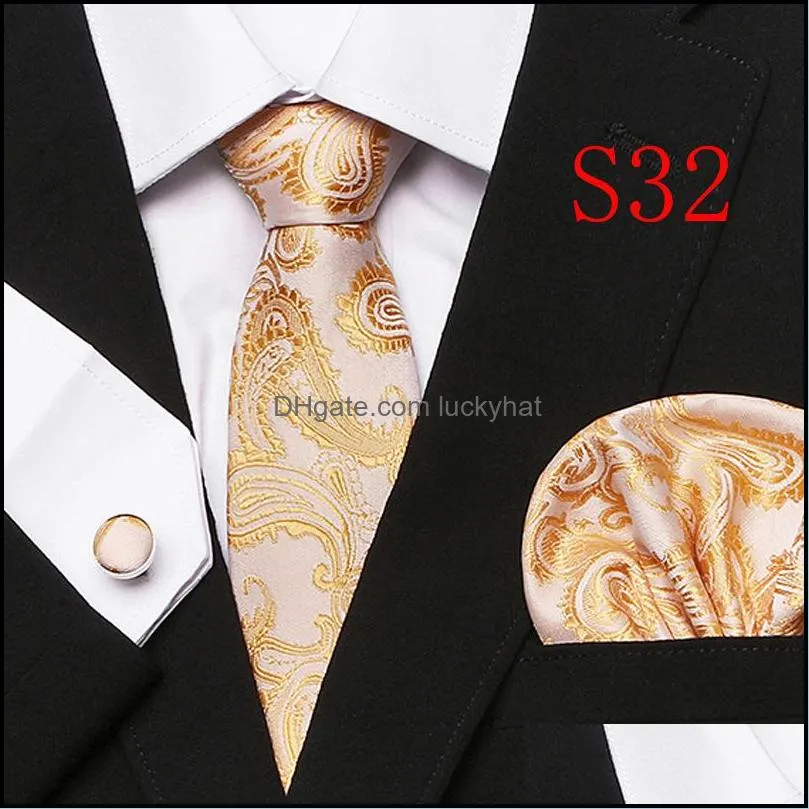 fashion business black floral neck tie set paisley polyester mens strip ties for men formal luxury wedding neckties