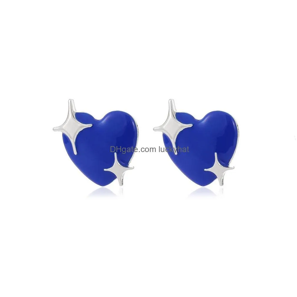 fashion jewelry stud earrings for women black blue glaze star earrings