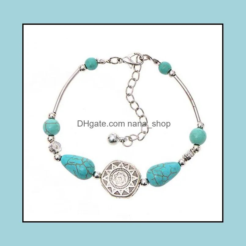 bracelet wholesale fashion vintage turquoise women jewelry accessories infinity bohemian silver charm bracelets nanashop