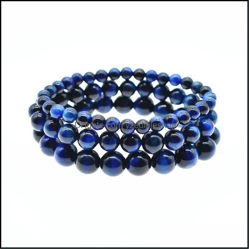 6mm 8mm 10mm blue natural stone bracelets for mens healing tiger eye beads chain wrap bangle fashion jewelry gift