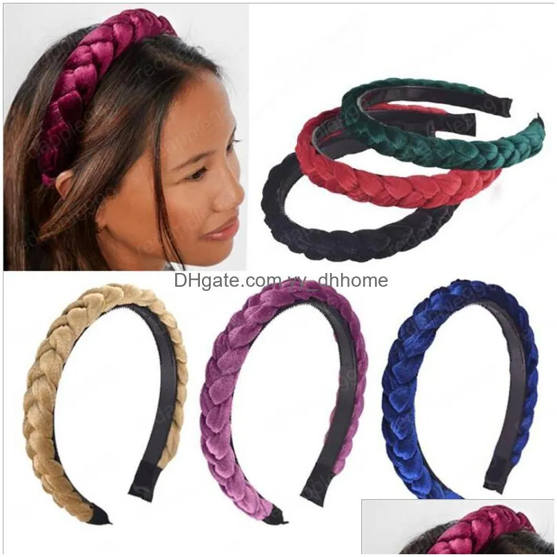  fashion braid headband soft flannel hairband women nonslip teeth headwear turban classic hair hoop adult hair accessories