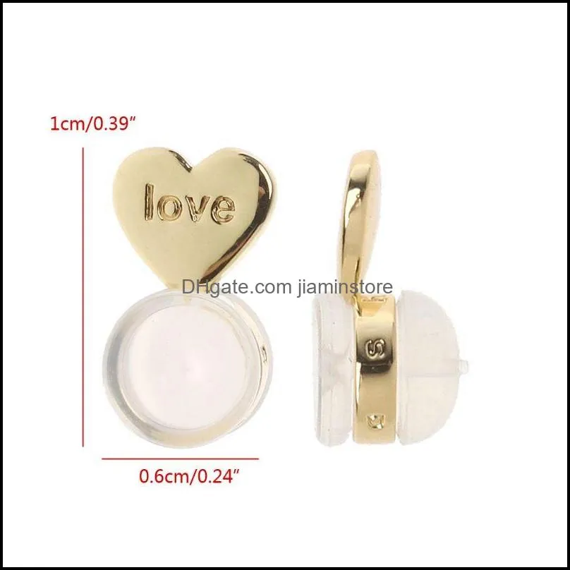 fashion heart love magic silicone earring back lifters backs adjustable hypoallergenic earrings nuts ear lobe support