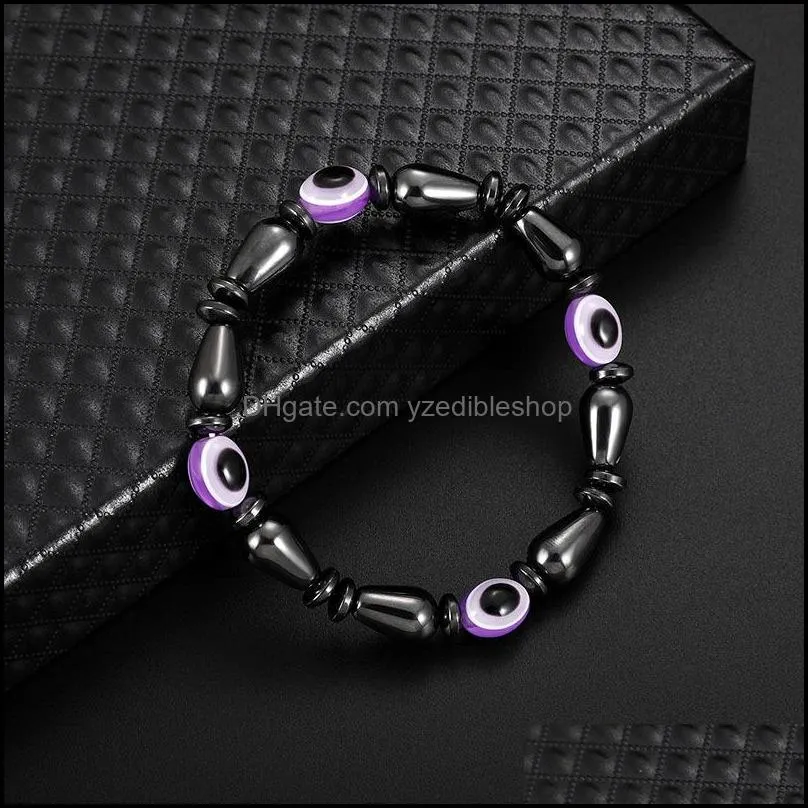 magnetic energy evil eye couple strands bracelet for men women power healthy black gallstone beaded chains bangle jewelry