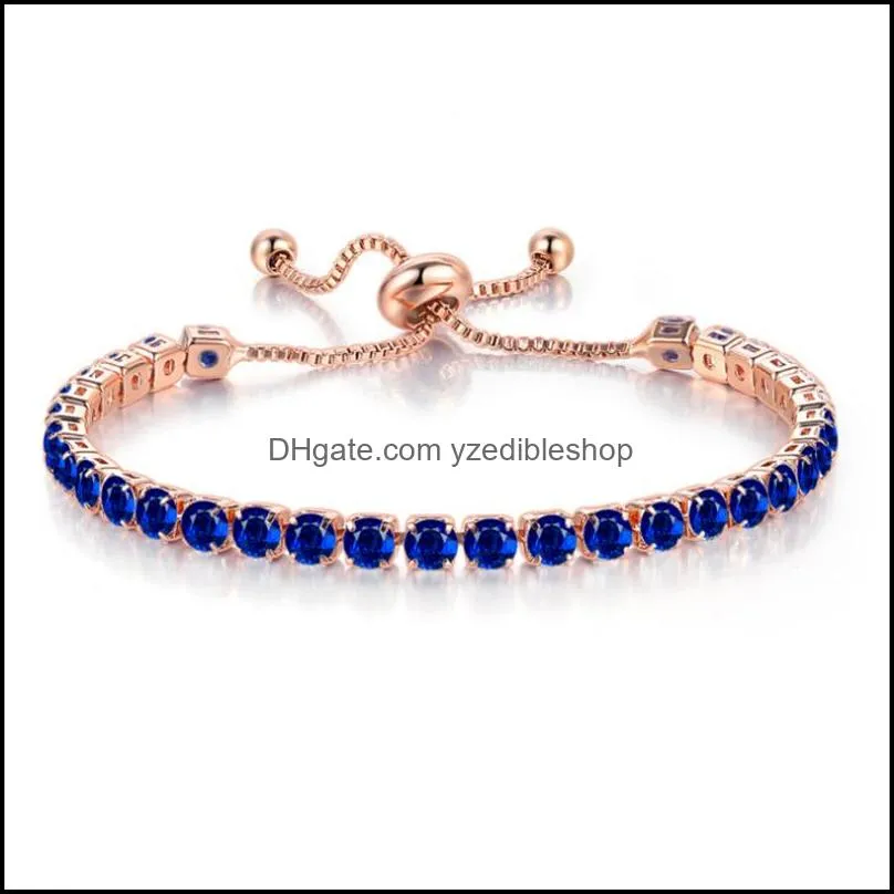 fashion charm cz tennis bracelet for women crystal zircon jewelry adjustable gold silver color box chain bracelets gift