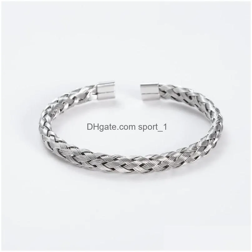 fashion jewelry titanium steel twist braid bracelet stainless steel wire bangle opening bracelets
