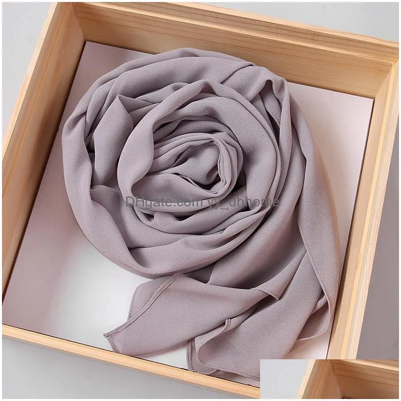 malaysian premium chiffon scarf wrap plain/solid color muslim women hijab headscarf summer islamic long shawl pashmina 180x70cm