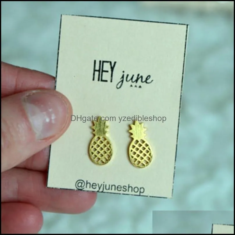 cute hollow pineapple ear stud gold silver rose gold women fruit shape earrings for girls fashion jewelry gift