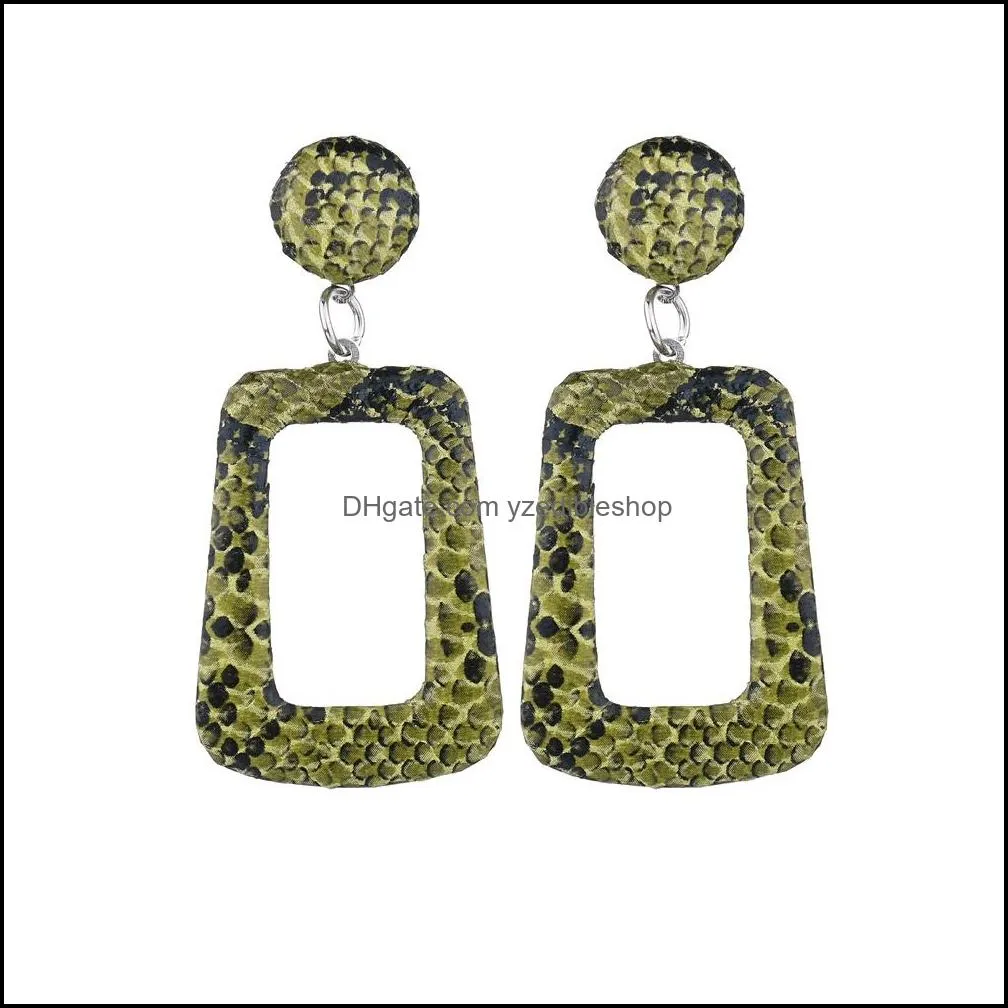 2019 oversize snake skin geometric drop earrings for women large big leather statement dangle earring party fashion boho jewelry