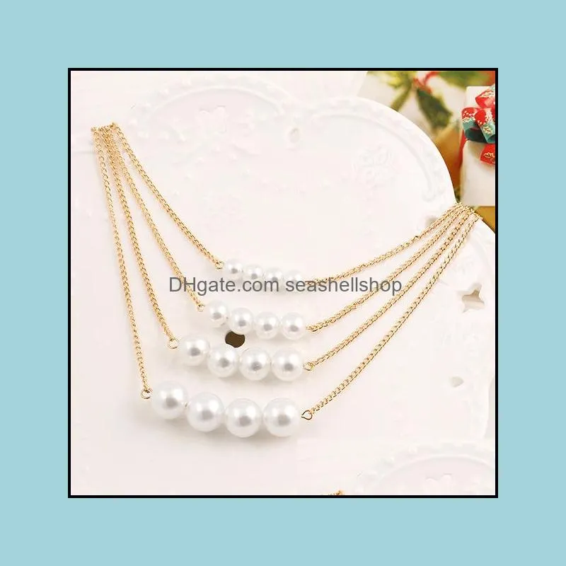 high quality imitation pearl necklaces multilayer fake artificial women pearl choker necklace for ladies fashion jewelry accessories