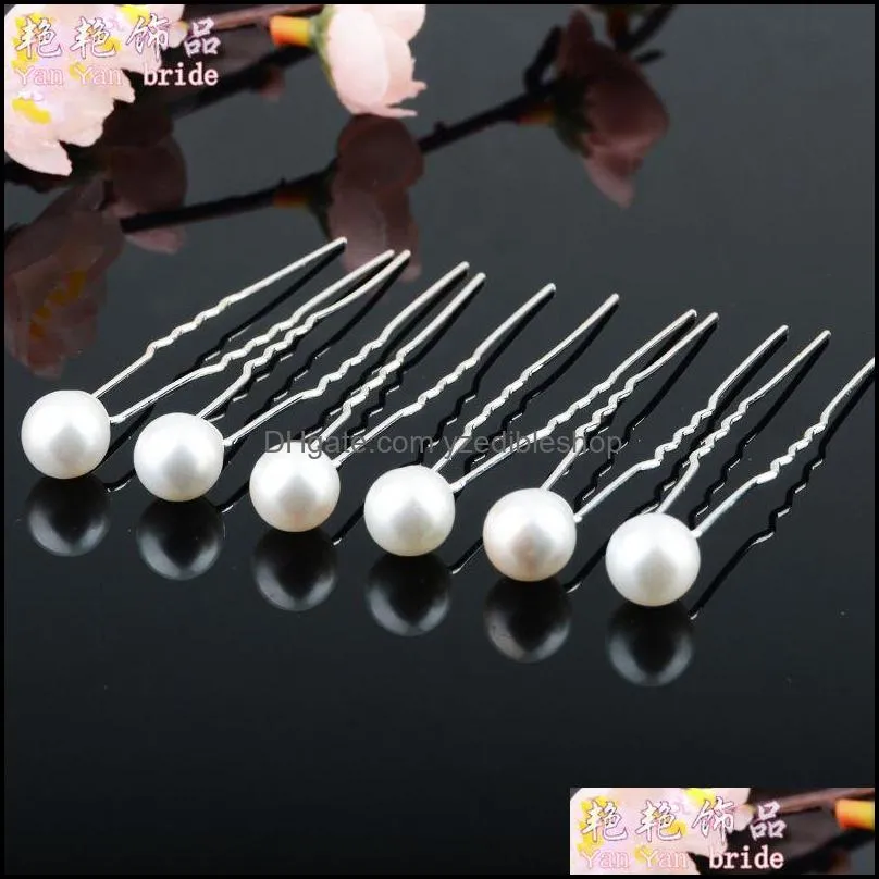 fashion imitation pearl ushaped pin hairpin bridal tiara hair accessories wedding hairstyle design tools disk hair hairpins