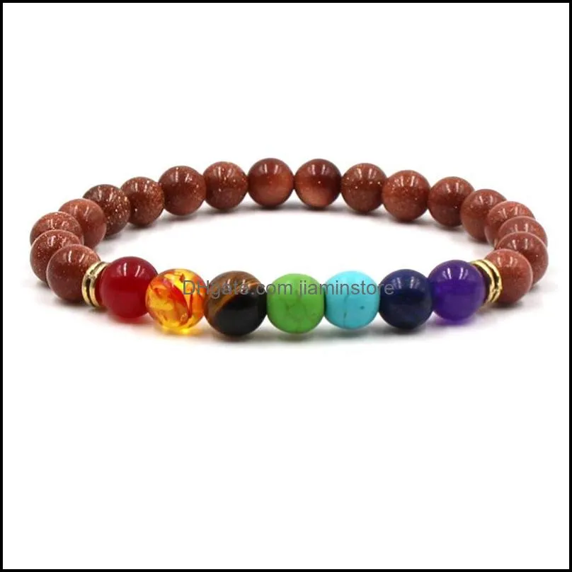 7 chakra bracelet men black lava rock healing balance beads reiki buddha prayer natural stone yoga bangle for women fashion jewelry