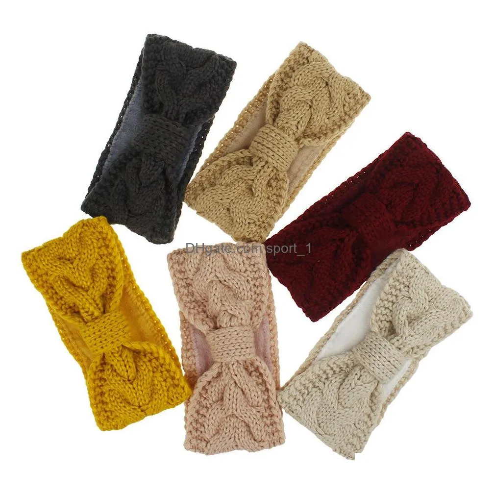 autumn winter womens knitted headband warm hair band lady knot headband