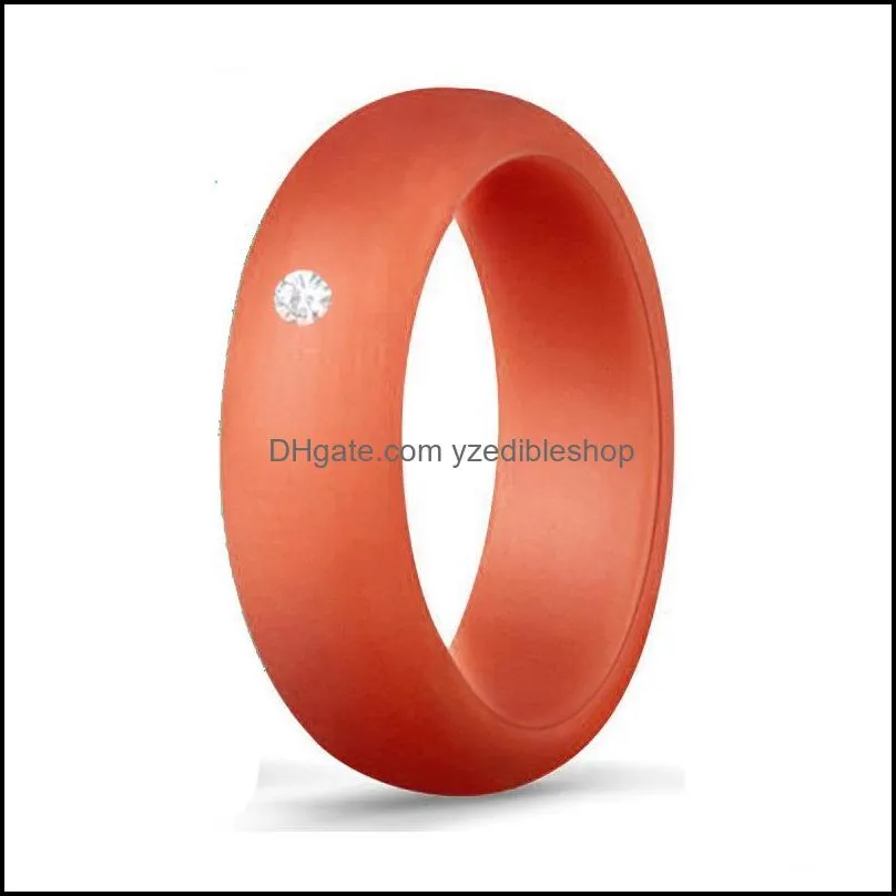 10 colors/lot 5.7mm wide women wedding silicone rings for girls crystal diamond engagement bride comfortable soft rubber finger ring