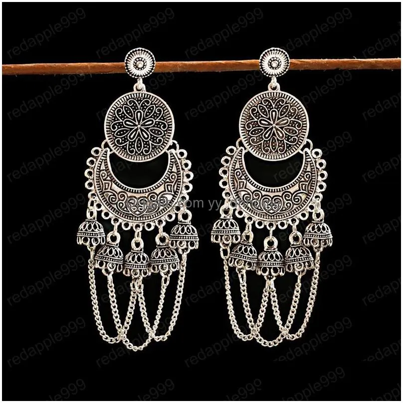 ethnic womens flower gold long dangle earrings jhumka indian earrings palace orecchini vintage lantern earring