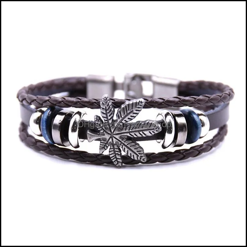 multilayer bracelets men casual for women braided leather bracelet punk rock men jewelry nanashop