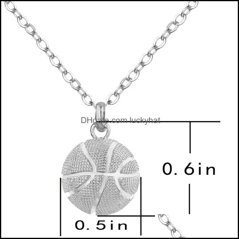  basketball pendant sports necklaces gold silver plated stainless steel chains for women men fashion jewelry accessories