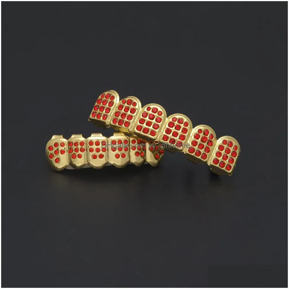 diamondinlaid hiphop gold braces silver teeth men and womens rap ornaments 