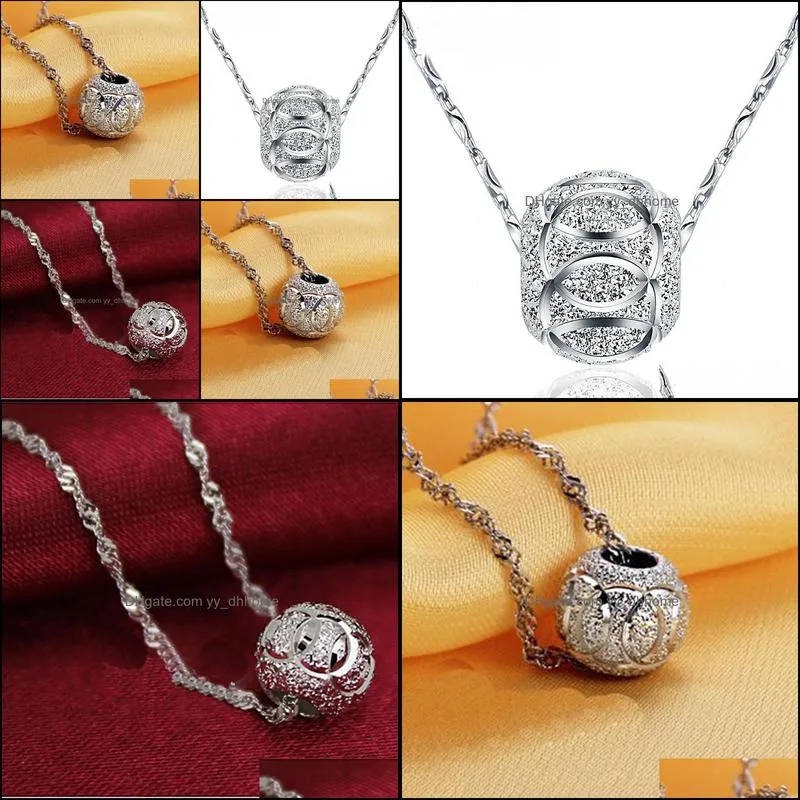 silver necklace exquisite temperament silver transfer retro ball bead pendant necklace jewelry transfer beads necklace yydhhome