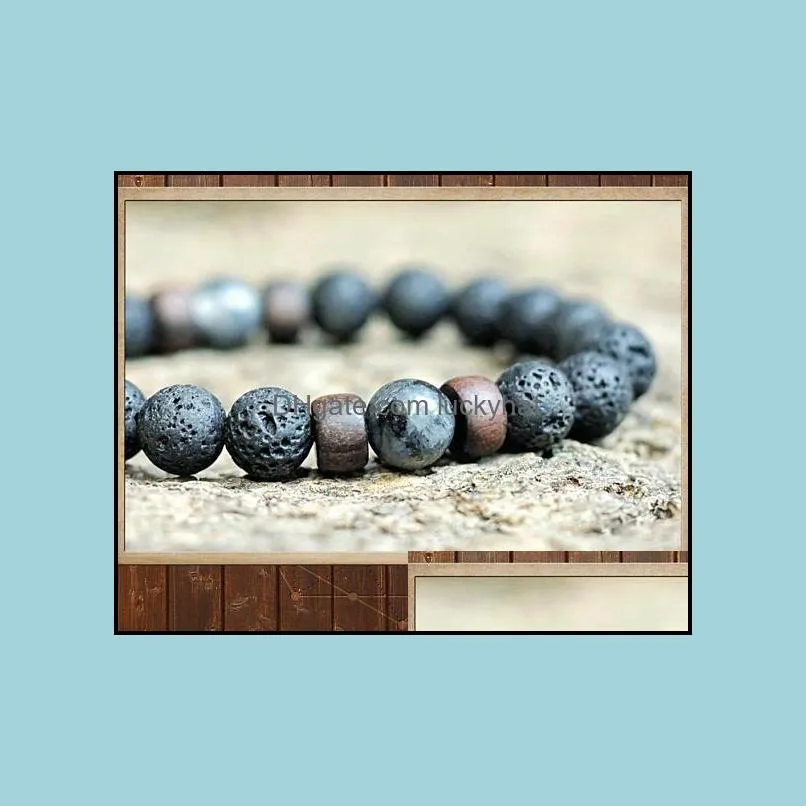 mens lava rock  oil diffuser bracelets for women natural stone magnetic wooden beads charm bracelets diy fashion jewelry in