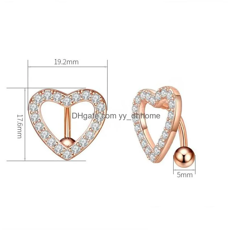sexy inverted bar heart zircon belly button ring reversed bar barbell 316l surgical steel navel piercing ombligo