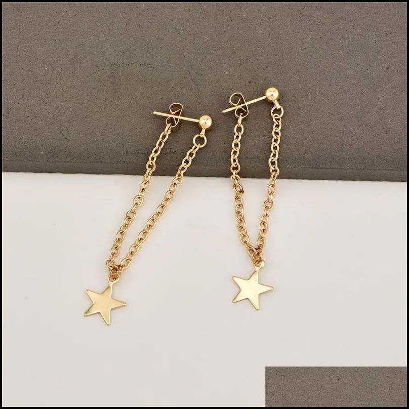  fashion small star pendant tassel earring for women wedding gift jewelry long statement gold color dangle earring